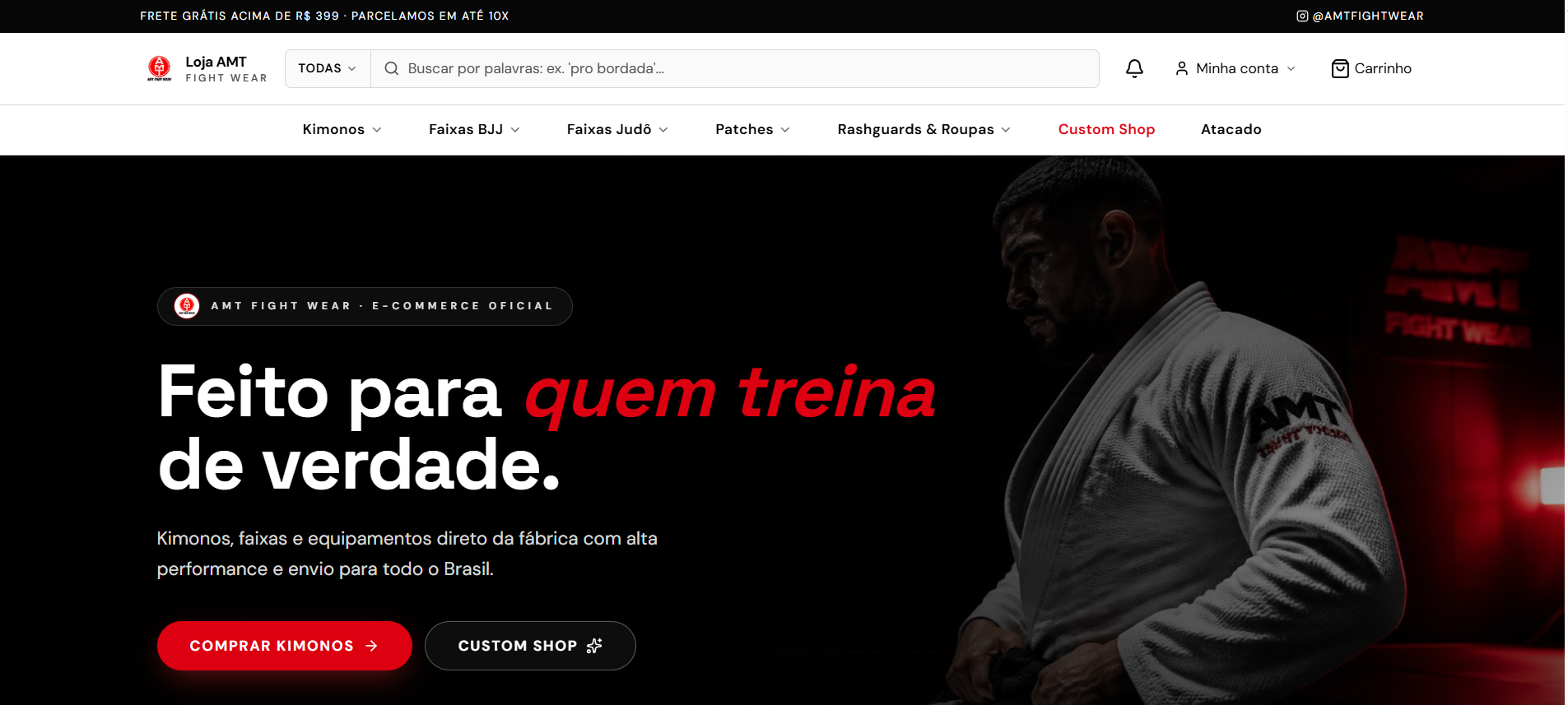 Tela do sistema AMT Fight Wear